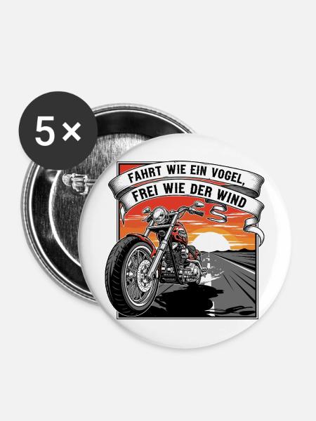 Frei wie der Wind - Buttons mittel 32 mm (5er Pack) - Weiß