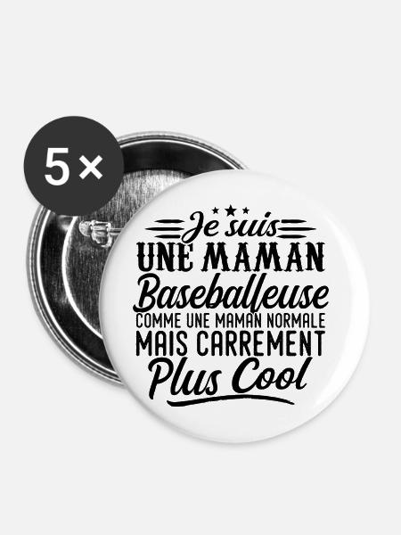 Baseball-Mutter: Normal, aber knallharter - Buttons mittel 32 mm (5er Pack) - Weiß