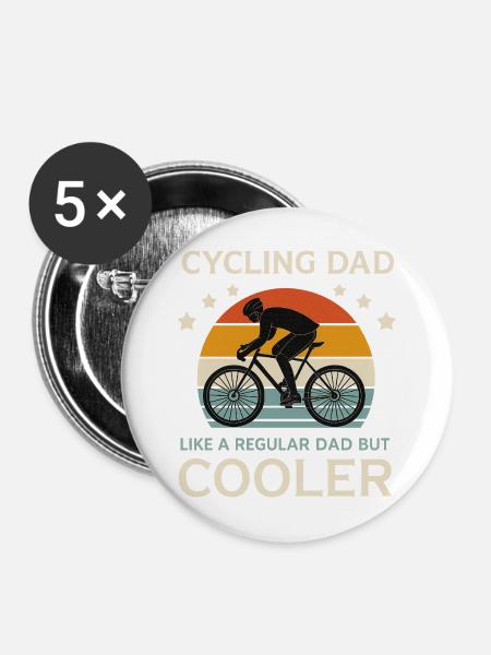Fahrrad Papa - Buttons mittel 32 mm (5er Pack) - Weiß