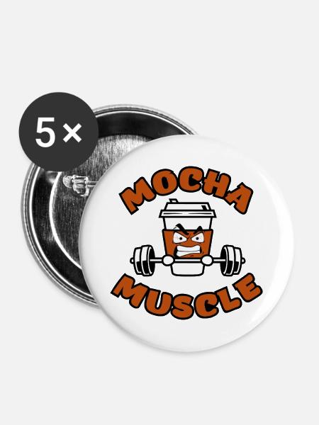 Koffein Training – Power Coffee - Buttons mittel 32 mm (5er Pack) - Weiß