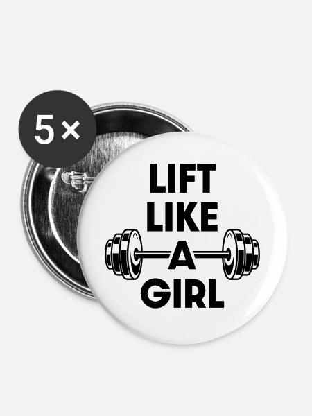 Heben Sie wie ein Mädchen - Buttons mittel 32 mm (5er Pack) - Weiß