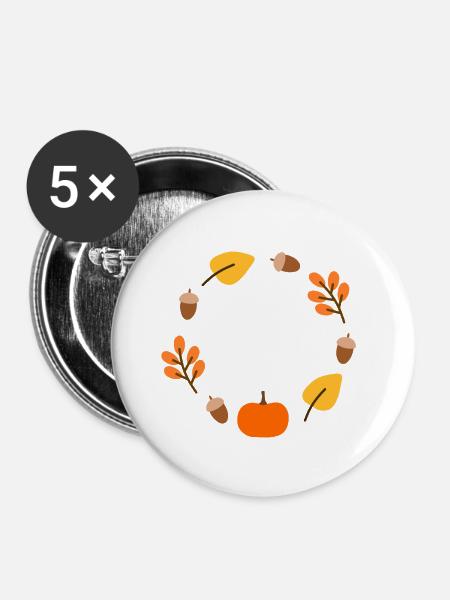 Herbst-Waldkreis-Design - Buttons mittel 32 mm (5er Pack) - Weiß