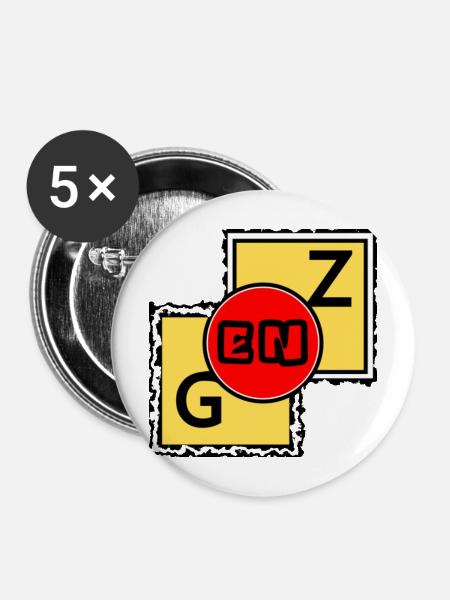 GEN Z Blöcke - Buttons mittel 32 mm (5er Pack) - Weiß