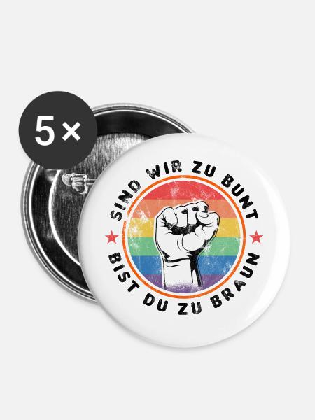 ZEICHEN SETZEN GEGEN RECHTS - Buttons mittel 32 mm (5er Pack) - Weiß