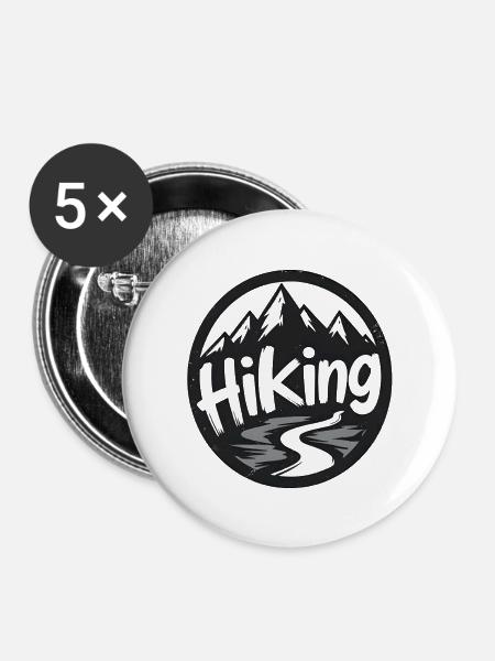 Abenteuerlicher Bergwanderer Eyecatcher - Buttons mittel 32 mm (5er Pack) - Weiß