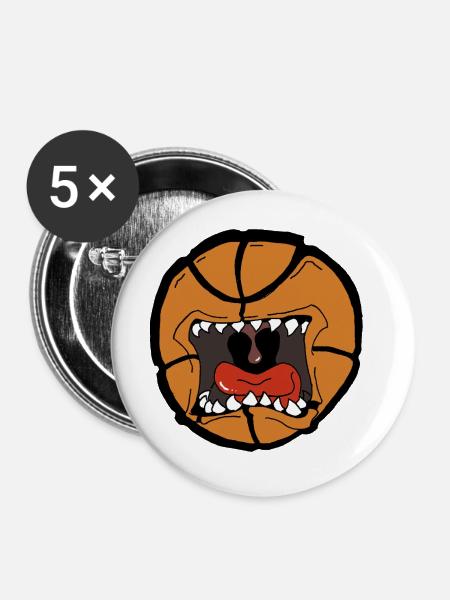 Explosives Basketball-Design - Buttons mittel 32 mm (5er Pack) - Weiß