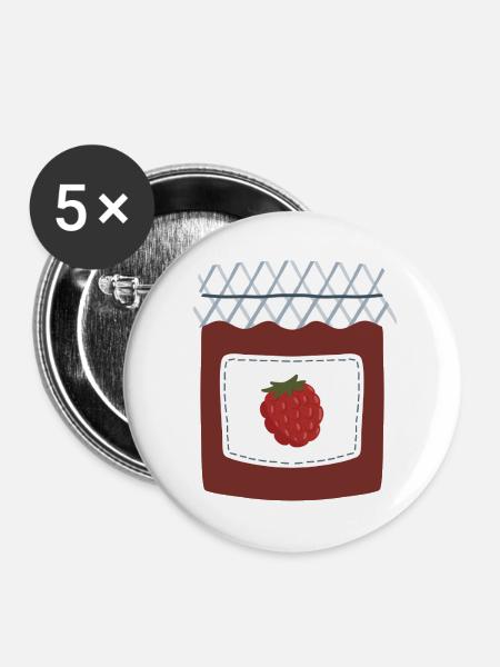 Beerenmarmeladenglas Illustration - Buttons mittel 32 mm (5er Pack) - Weiß