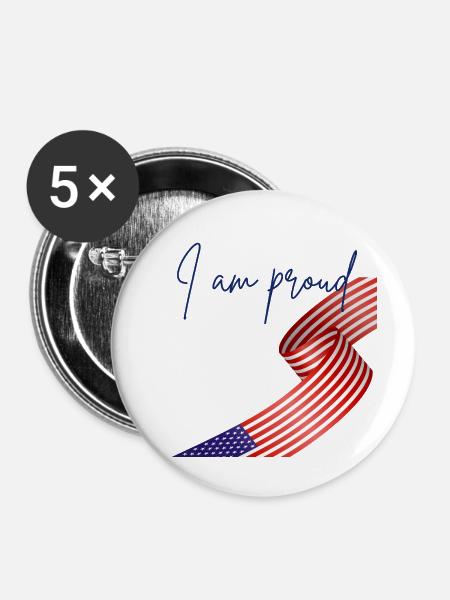 American Pride Wrap Flagge - Buttons mittel 32 mm (5er Pack) - Weiß