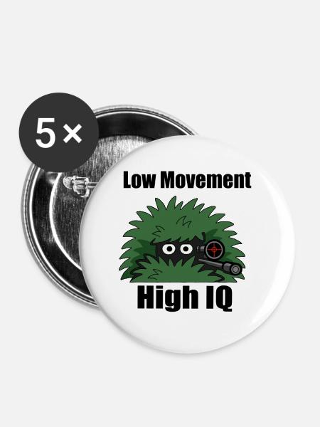 Low Movement – High IQ Gamer Design - Buttons mittel 32 mm (5er Pack) - Weiß