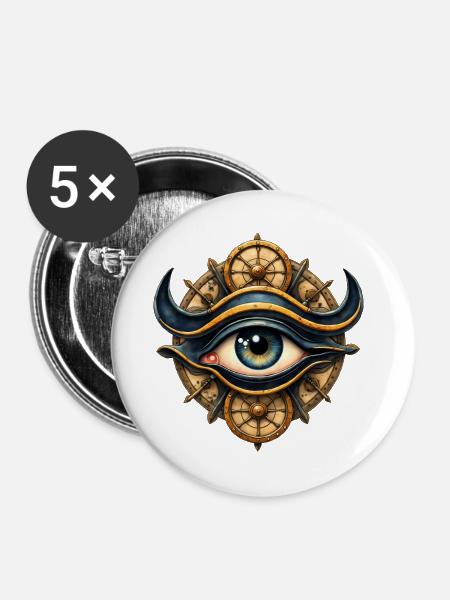 Steam Eye mit Rädern - Buttons mittel 32 mm (5er Pack) - Weiß