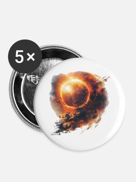 Sonnenfeuer Orb Kunst - Buttons mittel 32 mm (5er Pack) - Weiß