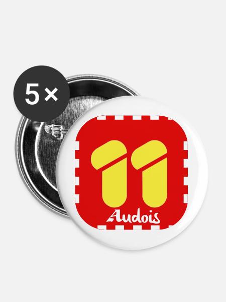 Audois Logo 11 - Buttons mittel 32 mm (5er Pack) - Weiß