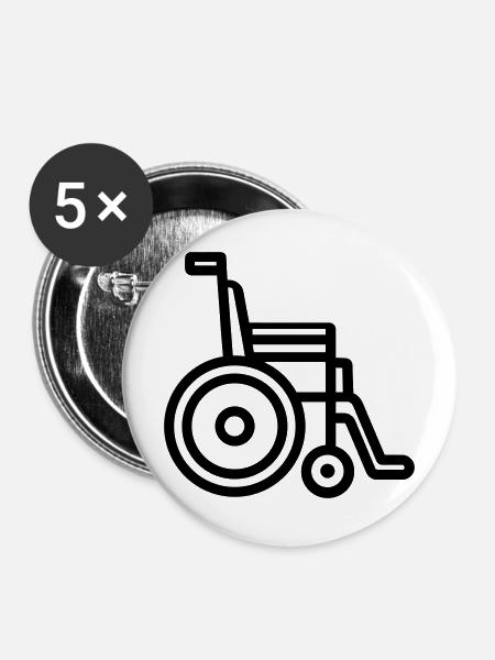 Rollstuhl - Buttons mittel 32 mm (5er Pack) - Weiß