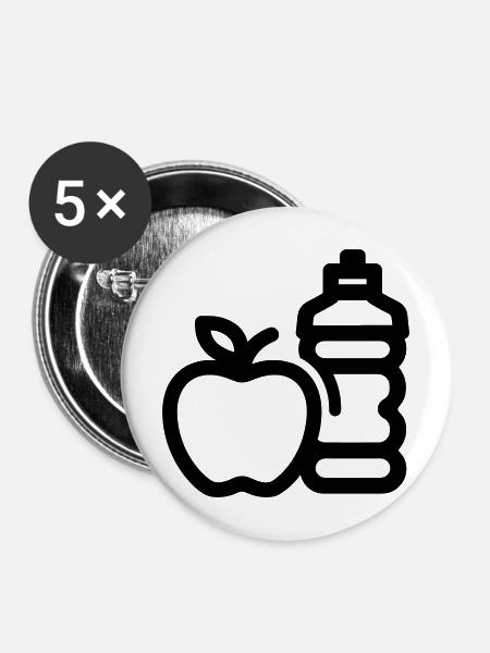 Gesunder Lebensstil - Buttons mittel 32 mm (5er Pack) - Weiß