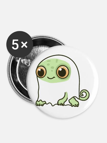 Chameleon Halloween Geist - Buttons mittel 32 mm (5er Pack) - Weiß