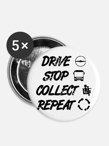 Busfahrer Zeitplan - Buttons mittel 32 mm (5er Pack) - Weiß