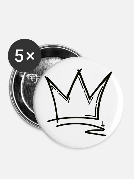 Skizzenkrone Handzeichnung - Buttons mittel 32 mm (5er Pack) - Weiß