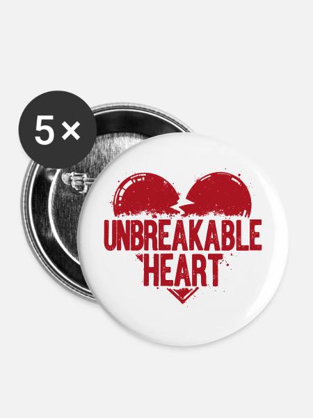 Unbreakable Heart Statement - Buttons mittel 32 mm (5er Pack) - Weiß