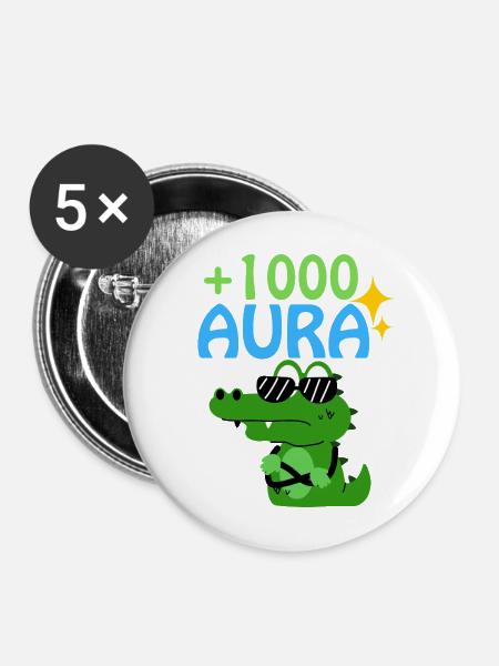Kroko UND JUGENDWORTE - Buttons mittel 32 mm (5er Pack) - Weiß