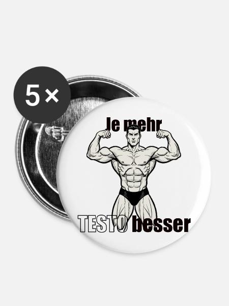 Muskelheld Kraftpose Druckdesign - Buttons mittel 32 mm (5er Pack) - Weiß