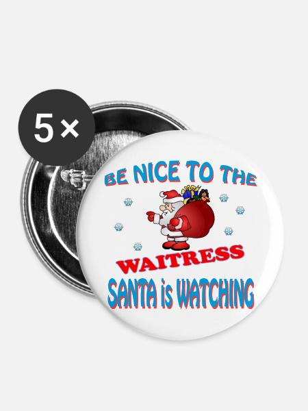 SANTA WAITRESS - Buttons mittel 32 mm (5er Pack) - Weiß