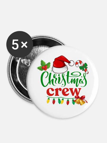 Weihnachts-Crew - Buttons mittel 32 mm (5er Pack) - Weiß