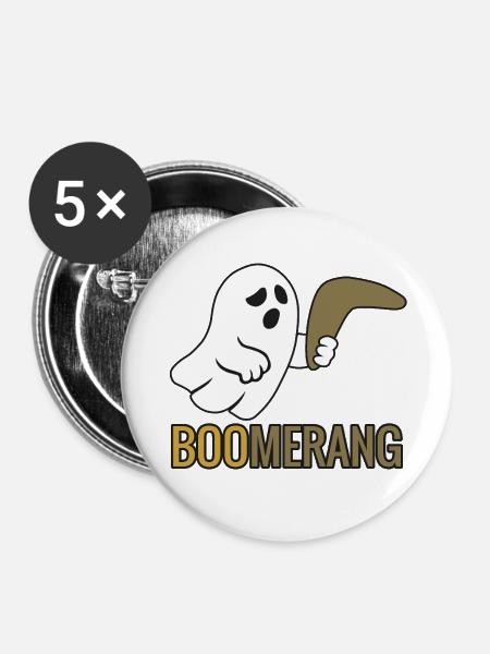 Boo-merang - Halloween 2025 - Buttons mittel 32 mm (5er Pack) - Weiß