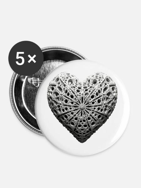 Ewiges HERZ - Buttons mittel 32 mm (5er Pack) - Weiß