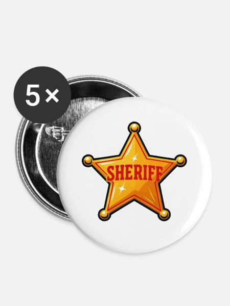 Sheriff Star Illustration - Buttons mittel 32 mm (5er Pack) - Weiß
