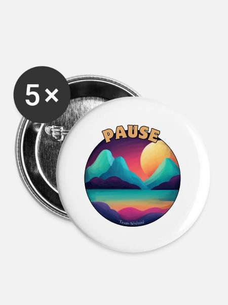 Pause der Gelassenheit - Buttons mittel 32 mm (5er Pack) - Weiß