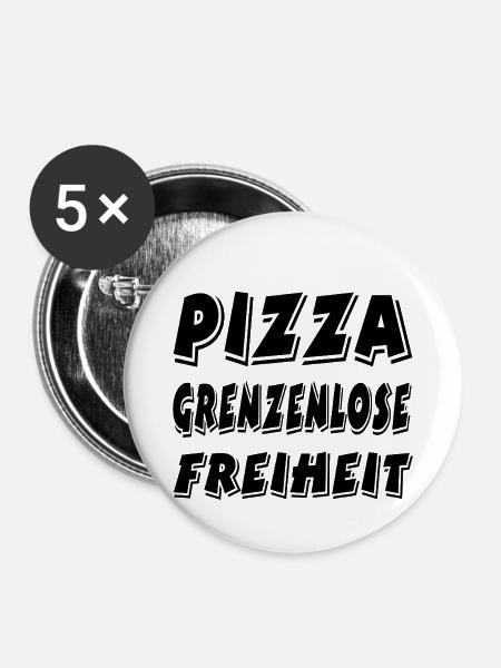 Pizza - Buttons mittel 32 mm (5er Pack) - Weiß