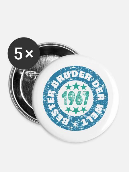 Bruder 1967 - Buttons mittel 32 mm (5er Pack) - Weiß