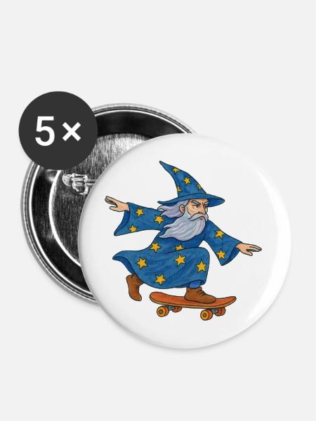 Starry Wizard Skateboard - Buttons mittel 32 mm (5er Pack) - Weiß