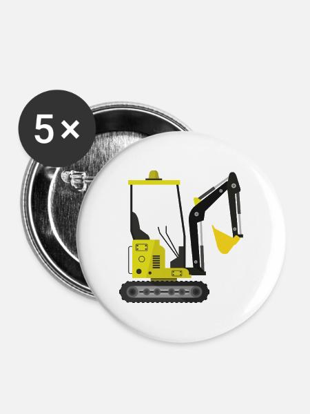 Bagger - Buttons mittel 32 mm (5er Pack) - Weiß