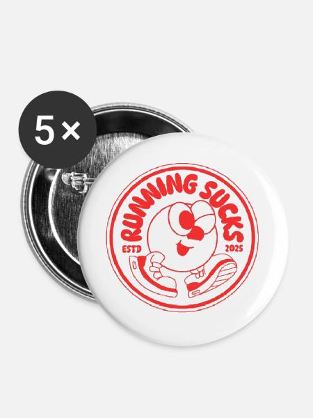 Running Sucks - Buttons mittel 32 mm (5er Pack) - Weiß
