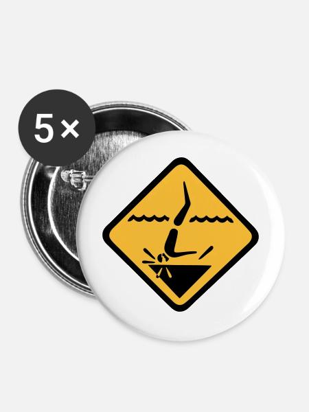 Tauchen Schild Grafik - Buttons mittel 32 mm (5er Pack) - Weiß