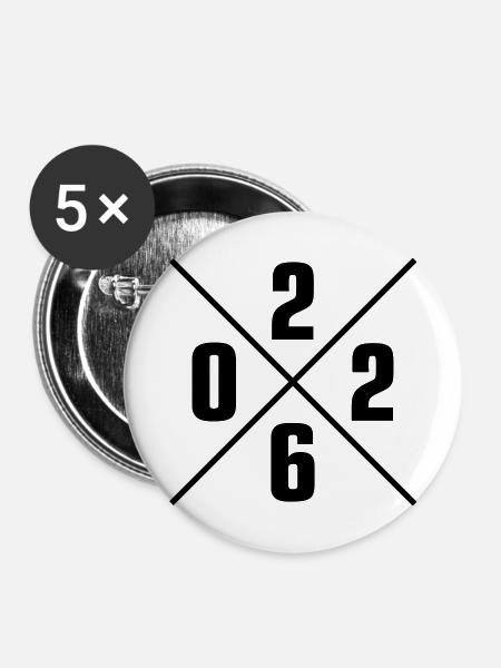 2026 - Buttons mittel 32 mm (5er Pack) - Weiß