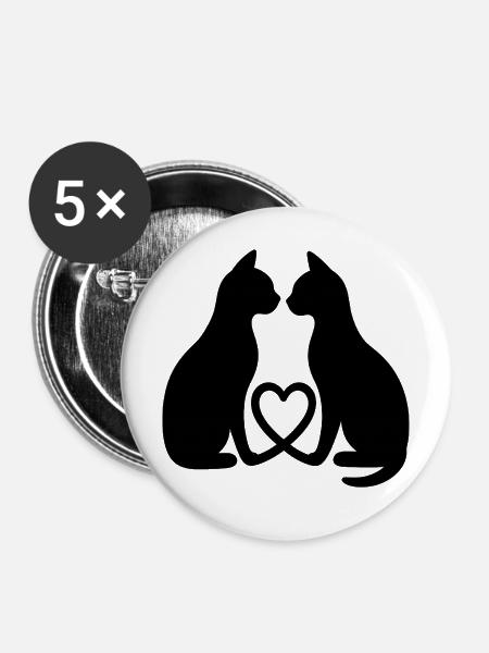 Katzenliebe - Buttons mittel 32 mm (5er Pack) - Weiß