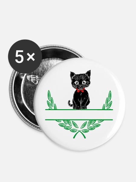 Lorbeerkranz mit Namensraum - Buttons mittel 32 mm (5er Pack) - Weiß