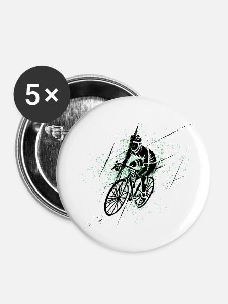 Green Spray Cyclist - Buttons mittel 32 mm (5er Pack) - Weiß