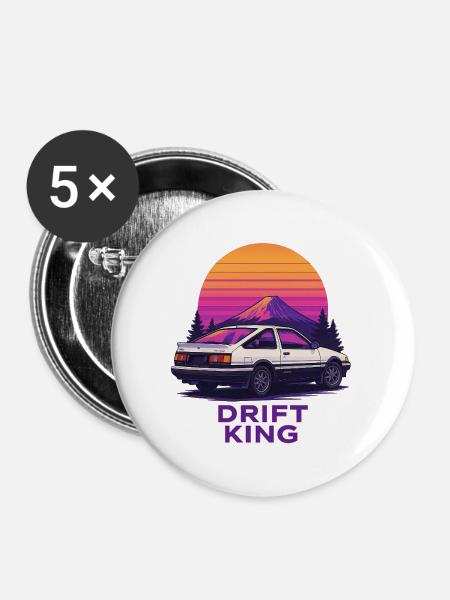 Drift König Sonnenuntergang Berg - Buttons mittel 32 mm (5er Pack) - Weiß