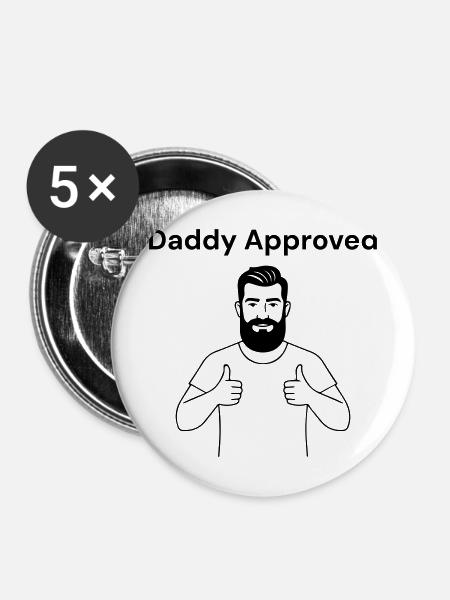 Papa sagt: Daddy Approved - Buttons mittel 32 mm (5er Pack) - Weiß
