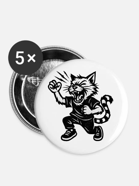 Straßenkatze im Sprint - Buttons mittel 32 mm (5er Pack) - Weiß