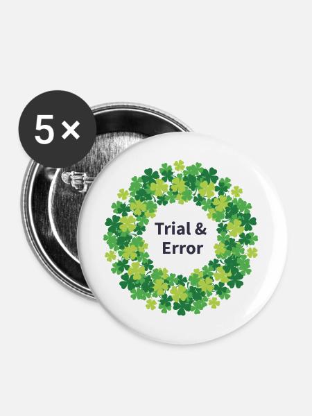 Kleeblattkranz Trial & Error - Buttons mittel 32 mm (5er Pack) - Weiß