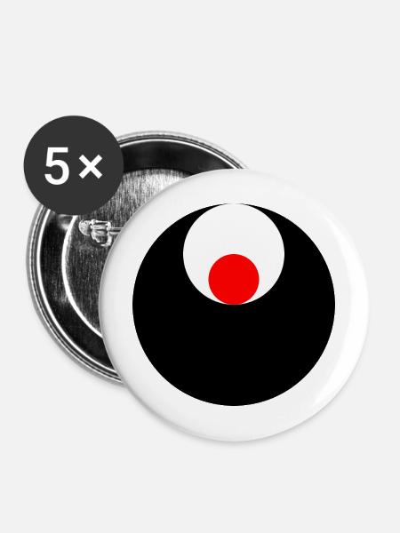 3 Kreise, schwarz, weiß und rot - Buttons mittel 32 mm (5er Pack) - Weiß