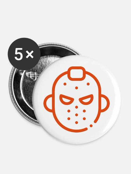 Maskikon Eishockey - Buttons mittel 32 mm (5er Pack) - Weiß