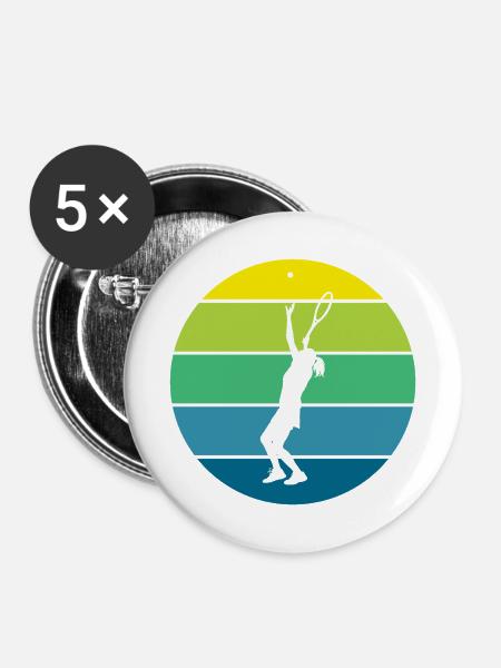 Tennis - Buttons mittel 32 mm (5er Pack) - Weiß
