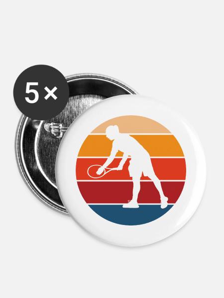 Tennis - Buttons mittel 32 mm (5er Pack) - Weiß