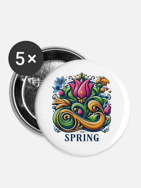 Frühling Logo - Buttons mittel 32 mm (5er Pack) - Weiß
