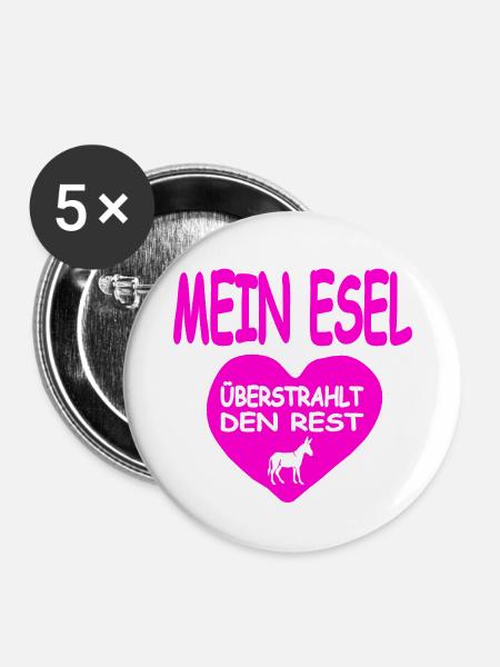 Esel - Buttons mittel 32 mm (5er Pack) - Weiß
